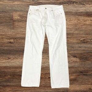 Levis 501 Classic Straight Jeans Mens 34x30 White 100% Cotton Button Fly